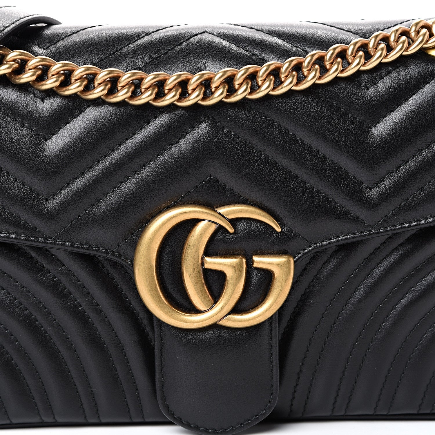 Gucci Calfskin Matelasse Small GG Marmont Shoulder Bag Black 7 of 9