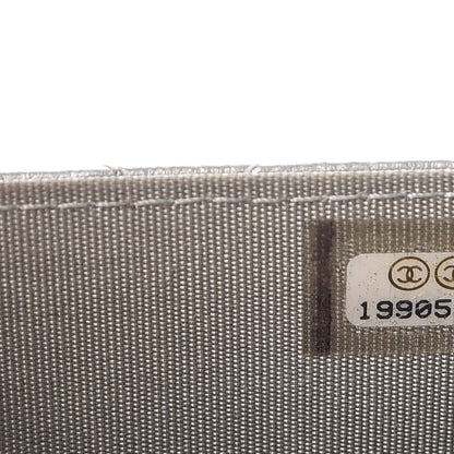 Chanel Metallic Distressed Calfskin Quilted Boy Wallet On Chain WOC Silver 9 of 9
