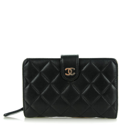 Chanel Lambskin Quilted Zipped Pocket Wallet Black 1 of 8