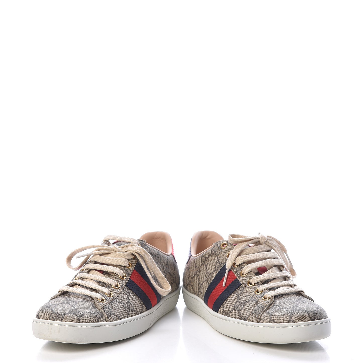 GG Supreme Monogram Womens Ace Low-Top Sneaker 38 Beige