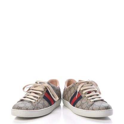 Gucci GG Supreme Monogram Womens Ace Low-Top Sneaker 38 Beige 6 of 11