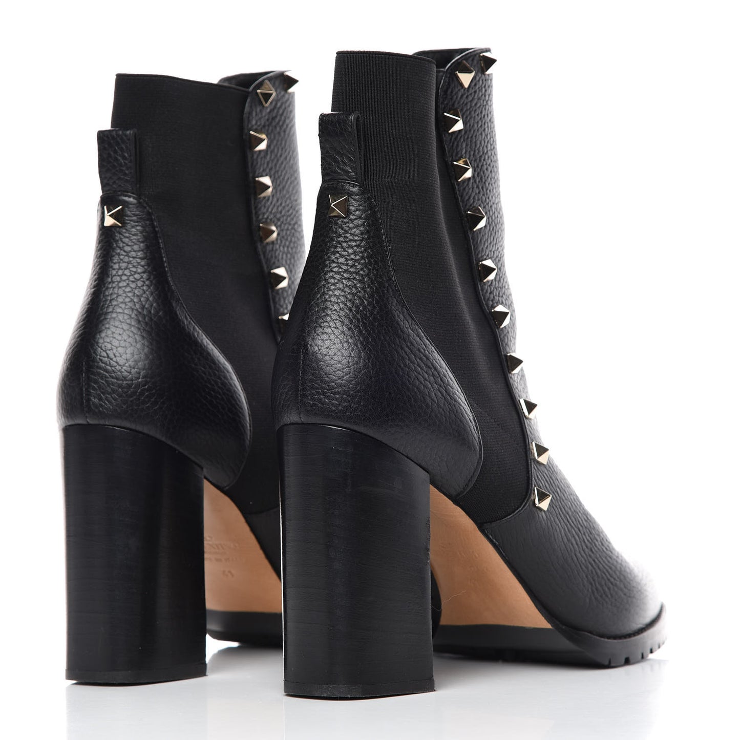 Grained Calfskin Rockstud Chelsea 80mm Ankle Boots 41 Black