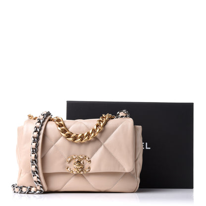 Chanel Lambskin Quilted Medium Chanel 19 Flap Beige 12 of 12