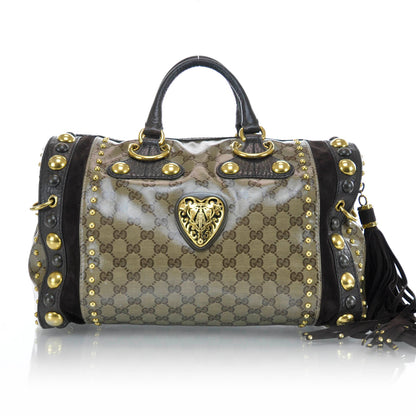 Gucci Crystal Monogram Studded Large Babouska Boston 1 of 10