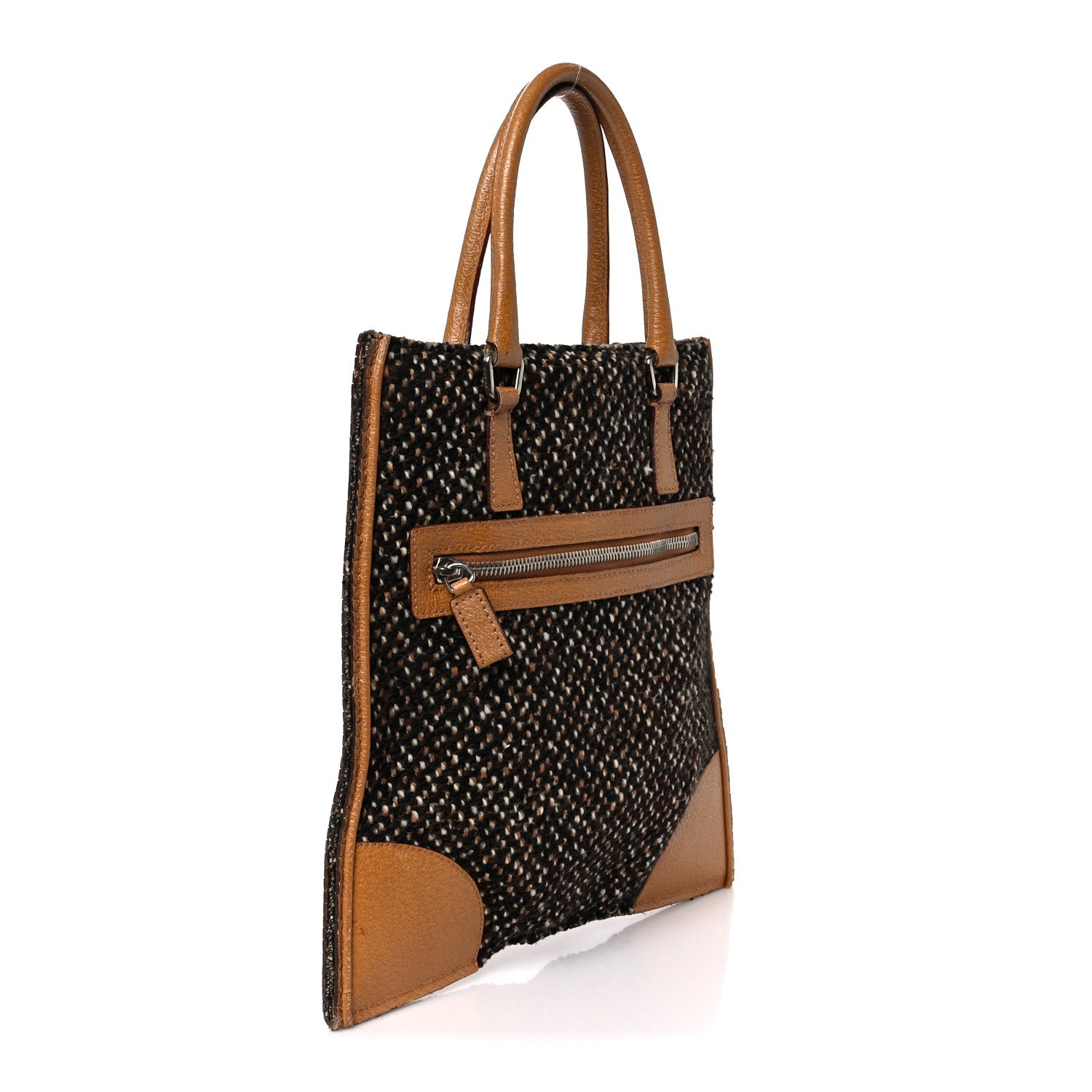 Prada Stuoia Tweed Cinghiale Tote Marrone 3 of 10