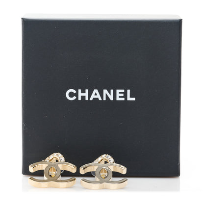 Chanel Crystal CC Earrings Gold 5 of 5
