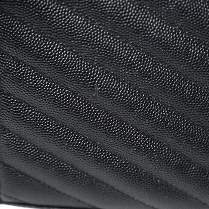 Saint Laurent Grain De Poudre Matelasse Chevron Monogram Chain Wallet Black 9 of 19