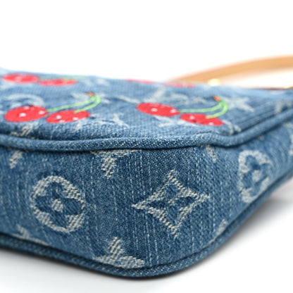 Louis Vuitton LV X TM Monogram Denim Cerises Pochette Accessories Blue 9 of 9