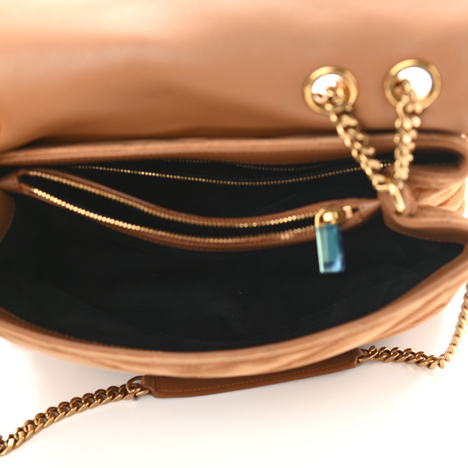 Saint Laurent Suede Y Quilted Monogram Medium Loulou Chain Satchel Cinnamon 6 of 12