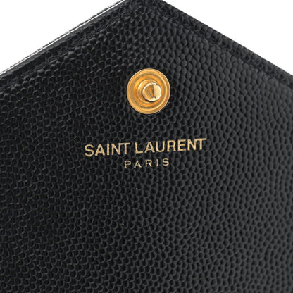 Saint Laurent Grain De Poudre Matelasse Chevron Monogram Chain Wallet Black 6 of 11