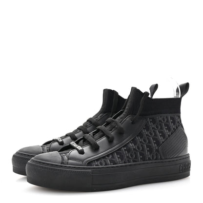Christian Dior Technical Canvas Mesh Calfskin Womens Matte Oblique Walk'n Dior High Top Sneakers 36.5 Black 4 of 10