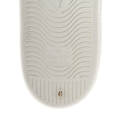 Gucci Calfskin Miro Soft Web Heart Cut Out Womens Ace Sneakers 41 White Light Hibiscus Red New Shamarock 6 of 12