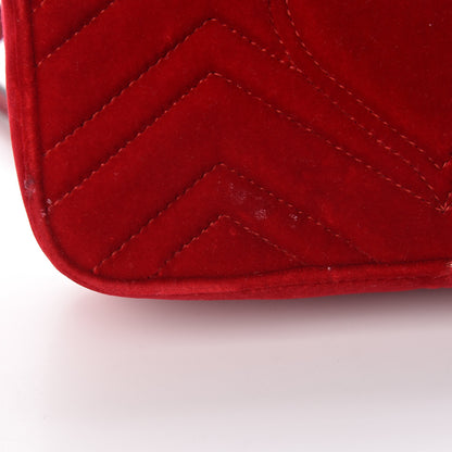 Gucci Velvet Matelasse Mini GG Marmont Shoulder Bag Hibiscus Red 13 of 18