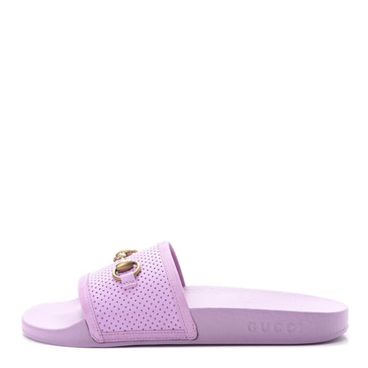 Gucci Suede Perforated Horsebit Slide Sandals 38 Malva 1 of 10