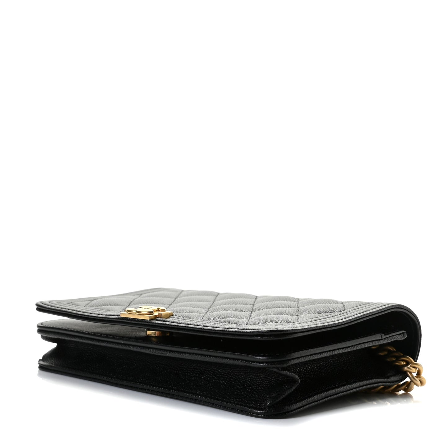 Caviar Quilted Boy Wallet On Chain WOC Black