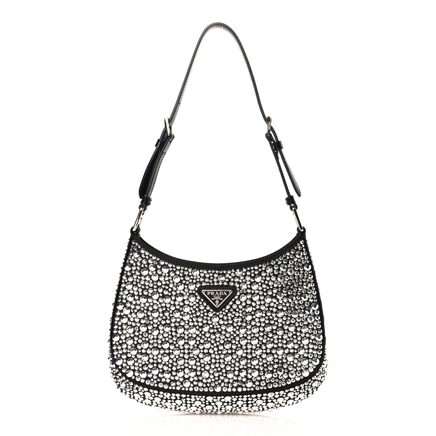 Satin Crystal Cleo Adjustable Strap Shoulder Bag Metal