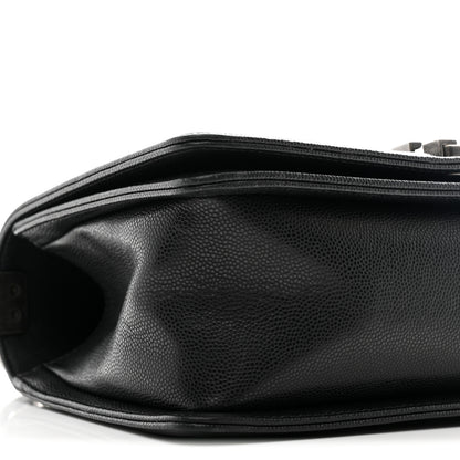 Chanel Caviar Chevron Quilted Medium Boy Flap Black 9 of 10