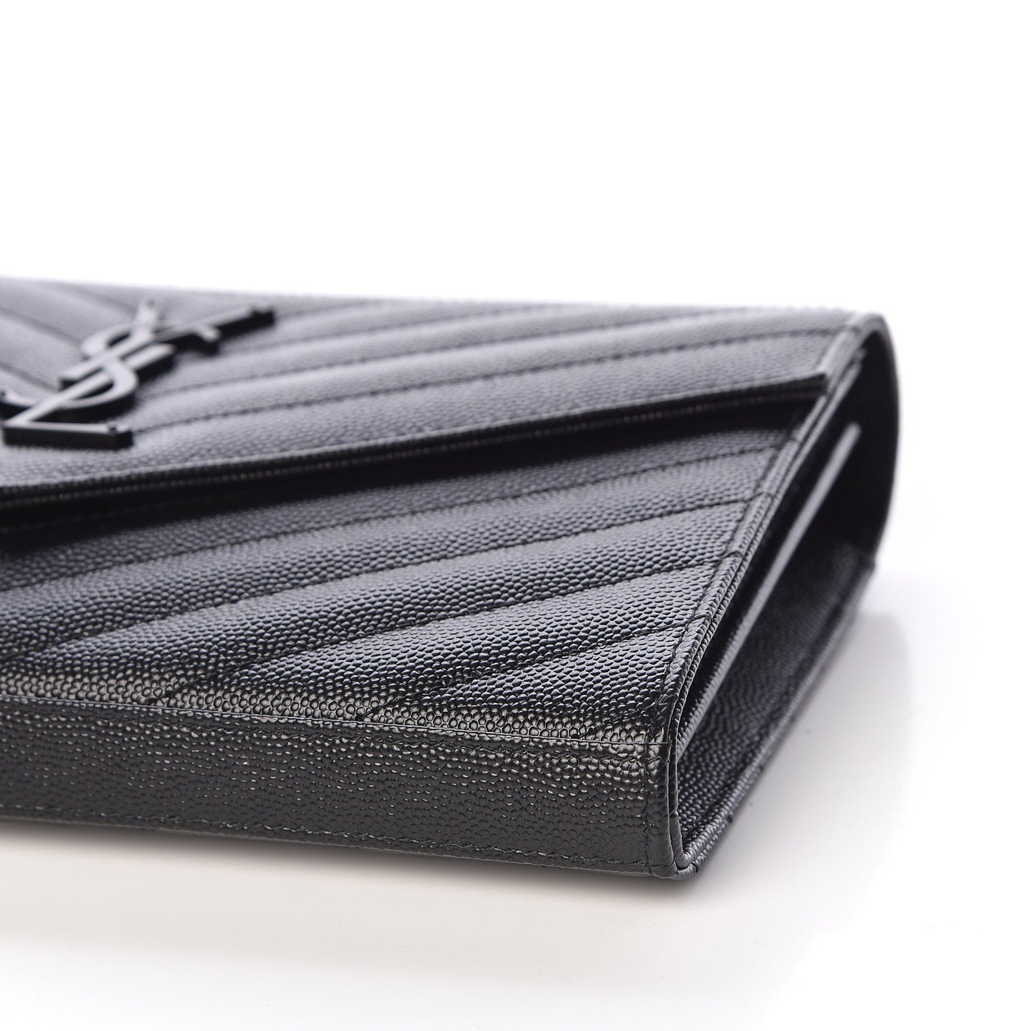 Grain De Poudre Matelasse Chevron Monogram Chain Wallet Black