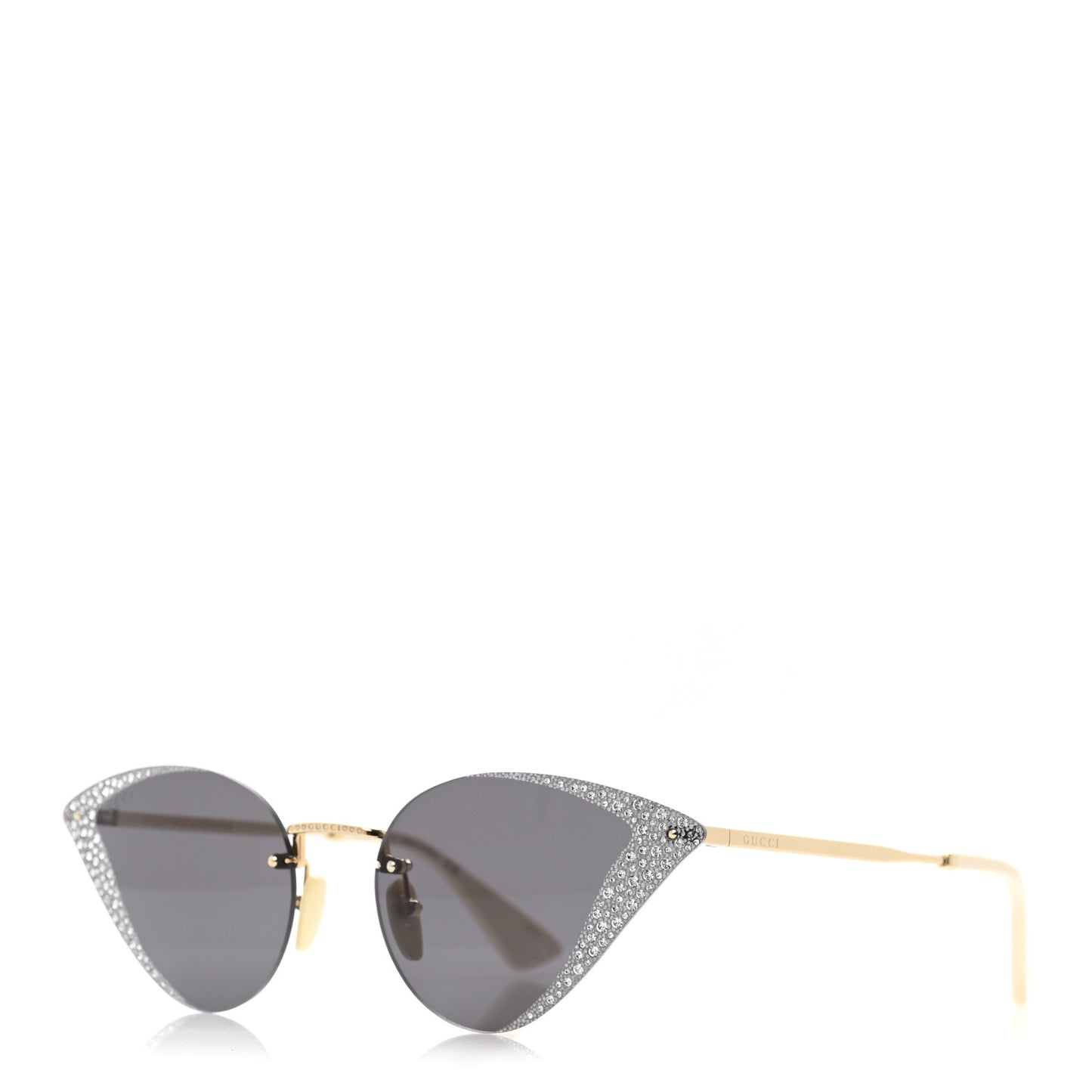 Metal Crystal Geometrical Frame Sunglasses GG0895S Silver Gold
