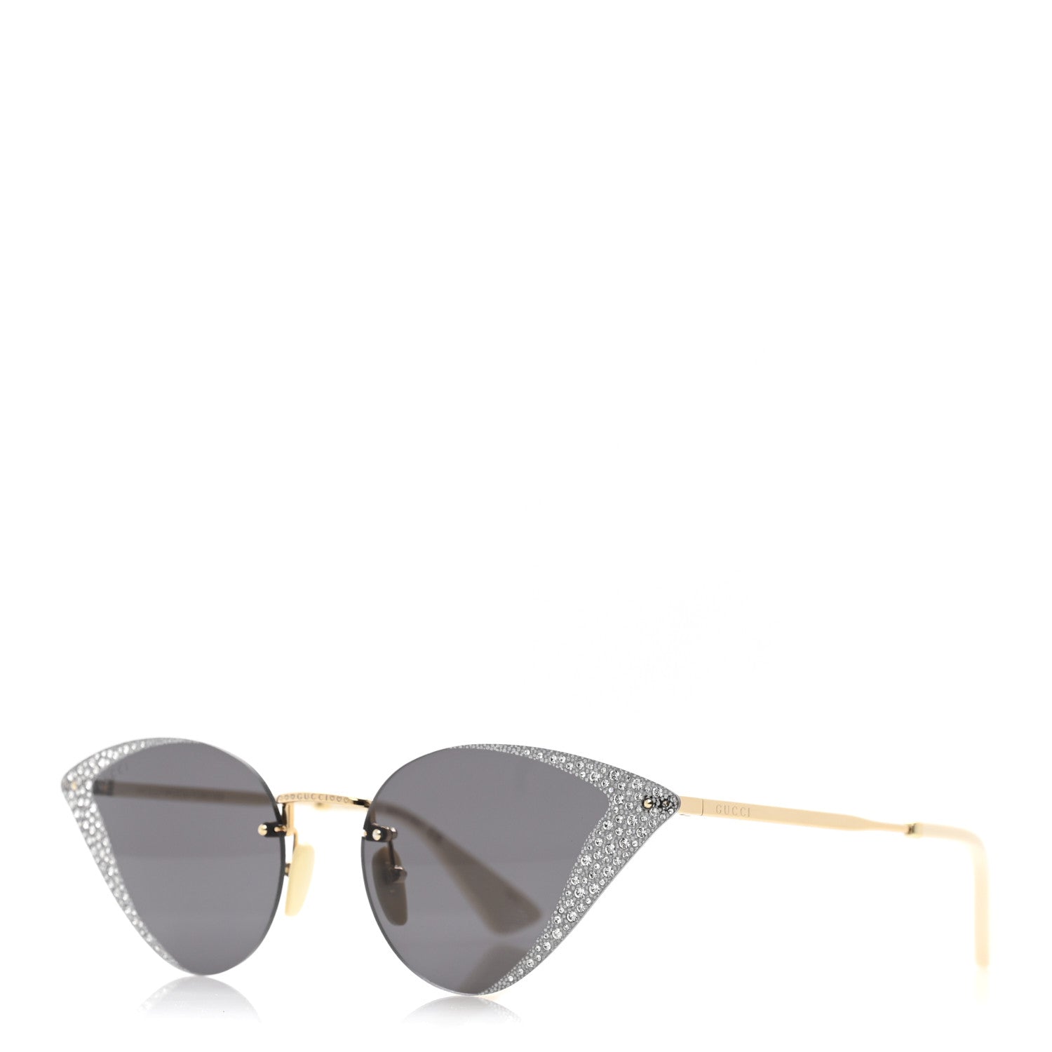 Gucci Metal Crystal Geometrical Frame Sunglasses GG0895S Silver Gold 1 of 9