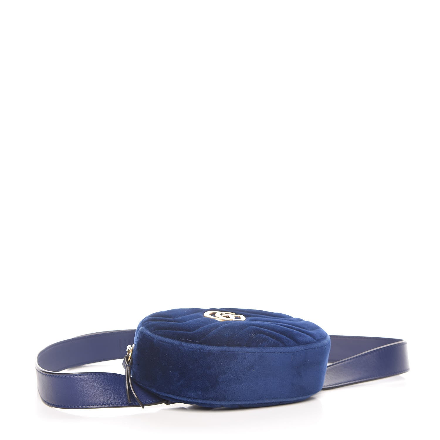 Gucci Velvet Matelasse GG Marmont Belt Bag 95 38 Cobalt Blue 4 of 9