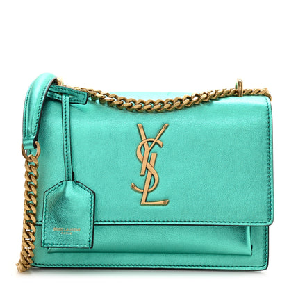 Saint Laurent Metallic Calfskin Small Monogram Sunset Chlorophille 1 of 12