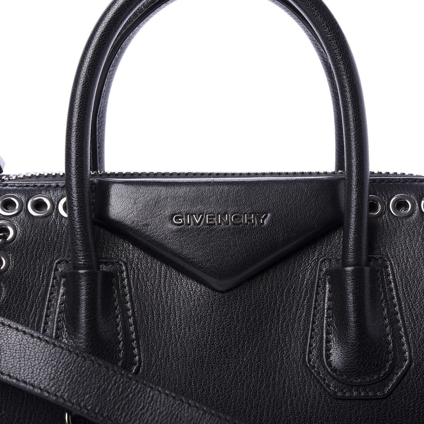 Sugar Goatskin Small Eyelet Antigona Black