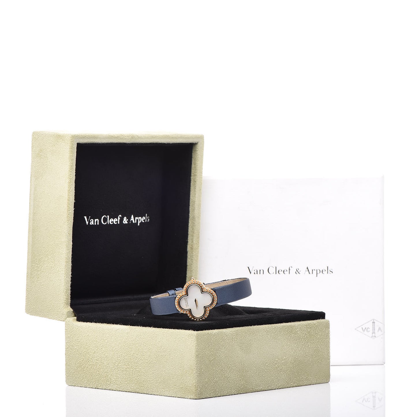 18K Yellow Gold Satin Mother of Pearl 26mm Alhambra Quartz Watch
