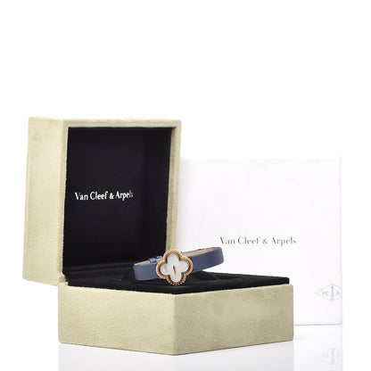 Van Cleef & Arpels 18K Yellow Gold Satin Mother of Pearl 26mm Alhambra Quartz Watch 9 of 9