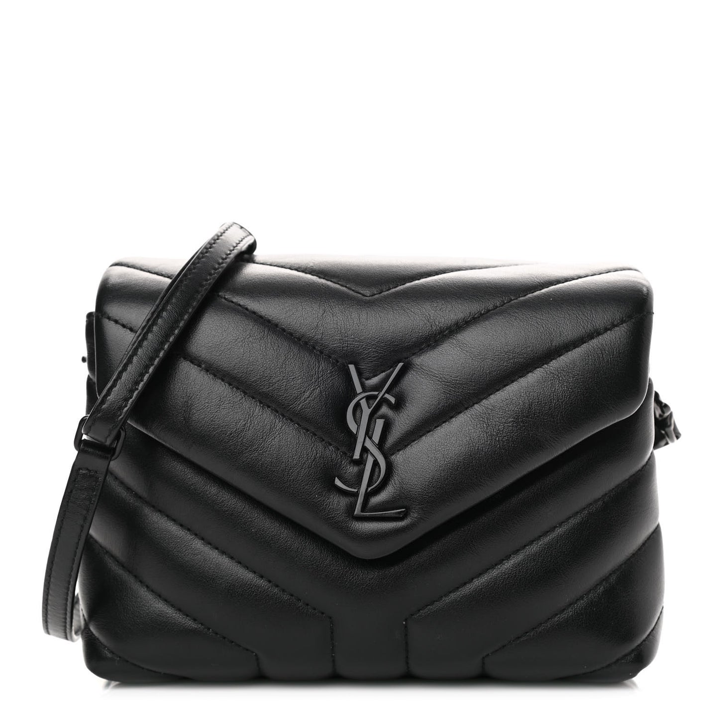 Calfskin Y Quilted Monogram Toy Loulou Crossbody Bag Black