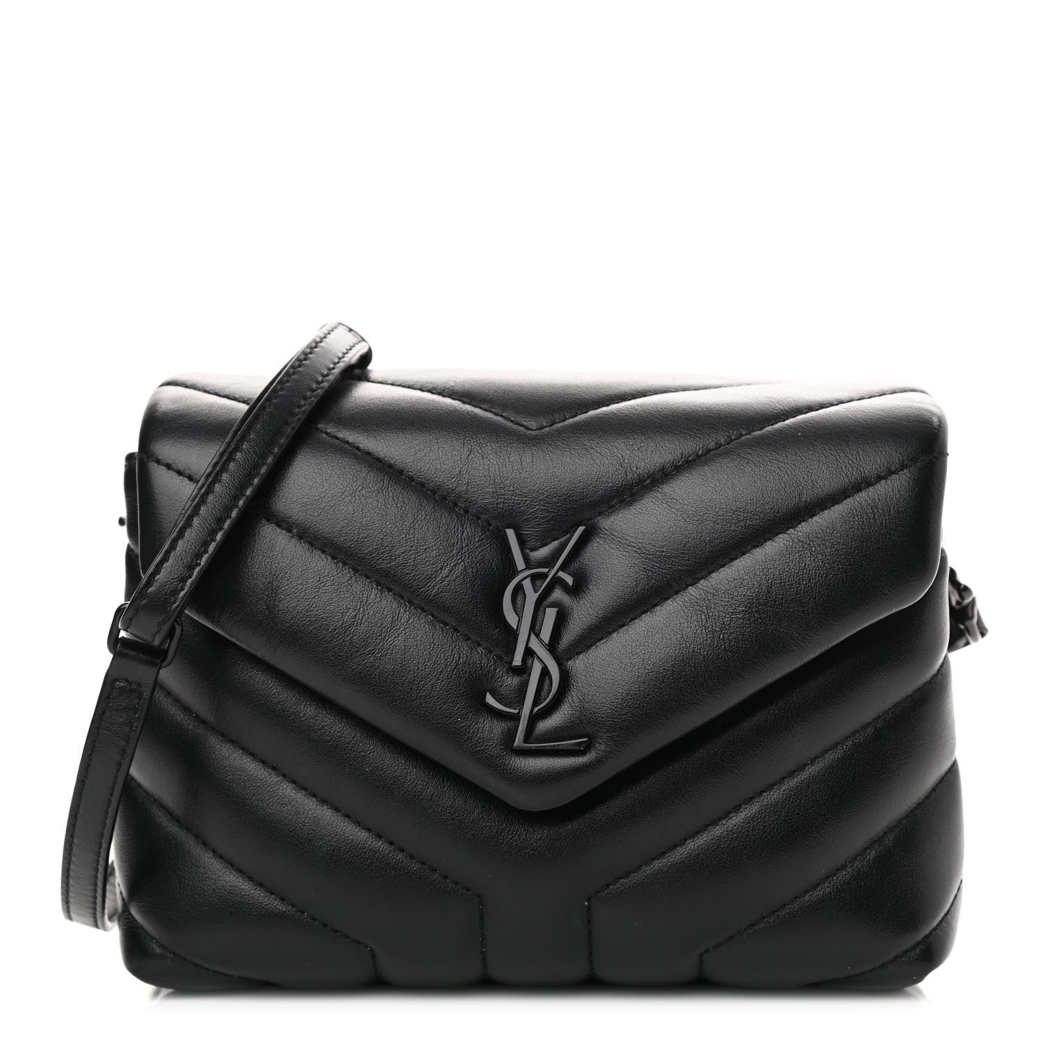 Saint Laurent Calfskin Y Quilted Monogram Toy Loulou Crossbody Bag Black 1 of 11