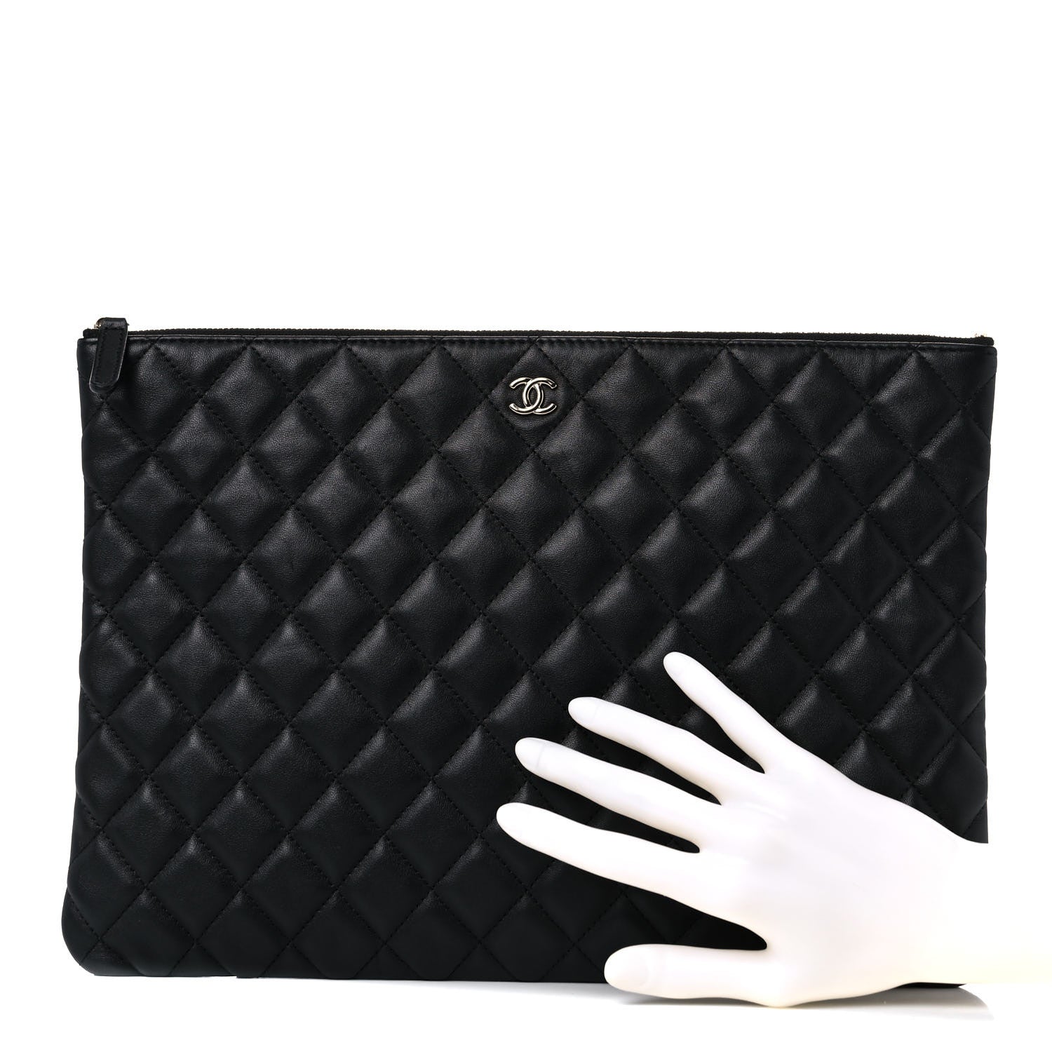Chanel Lambskin Quilted Large Cosmetic Case Black 2 of 11