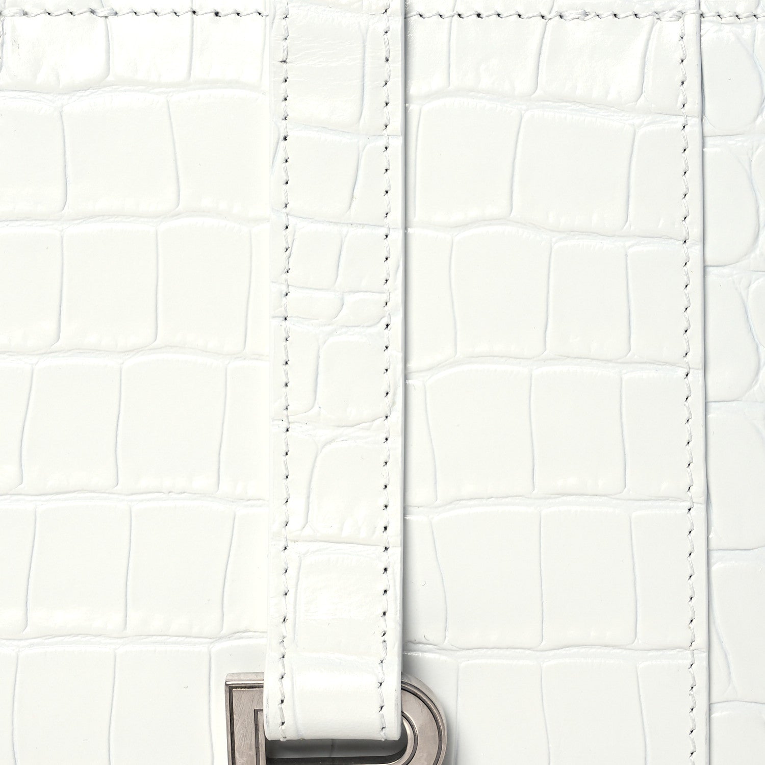 Balenciaga Shiny Calfskin Crocodile Embossed XXS Hourglass East West Tote White 8 of 10