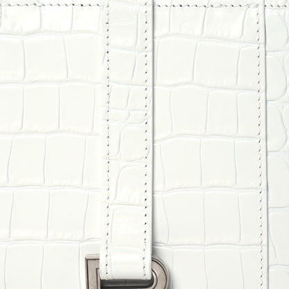 Balenciaga Shiny Calfskin Crocodile Embossed XXS Hourglass East West Tote White 8 of 10