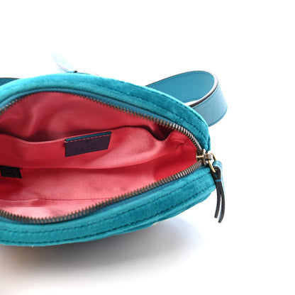 Gucci Velvet Matelasse Embroidered GG Marmont Belt Bag 95 38 Pavone Cyan 5 of 9