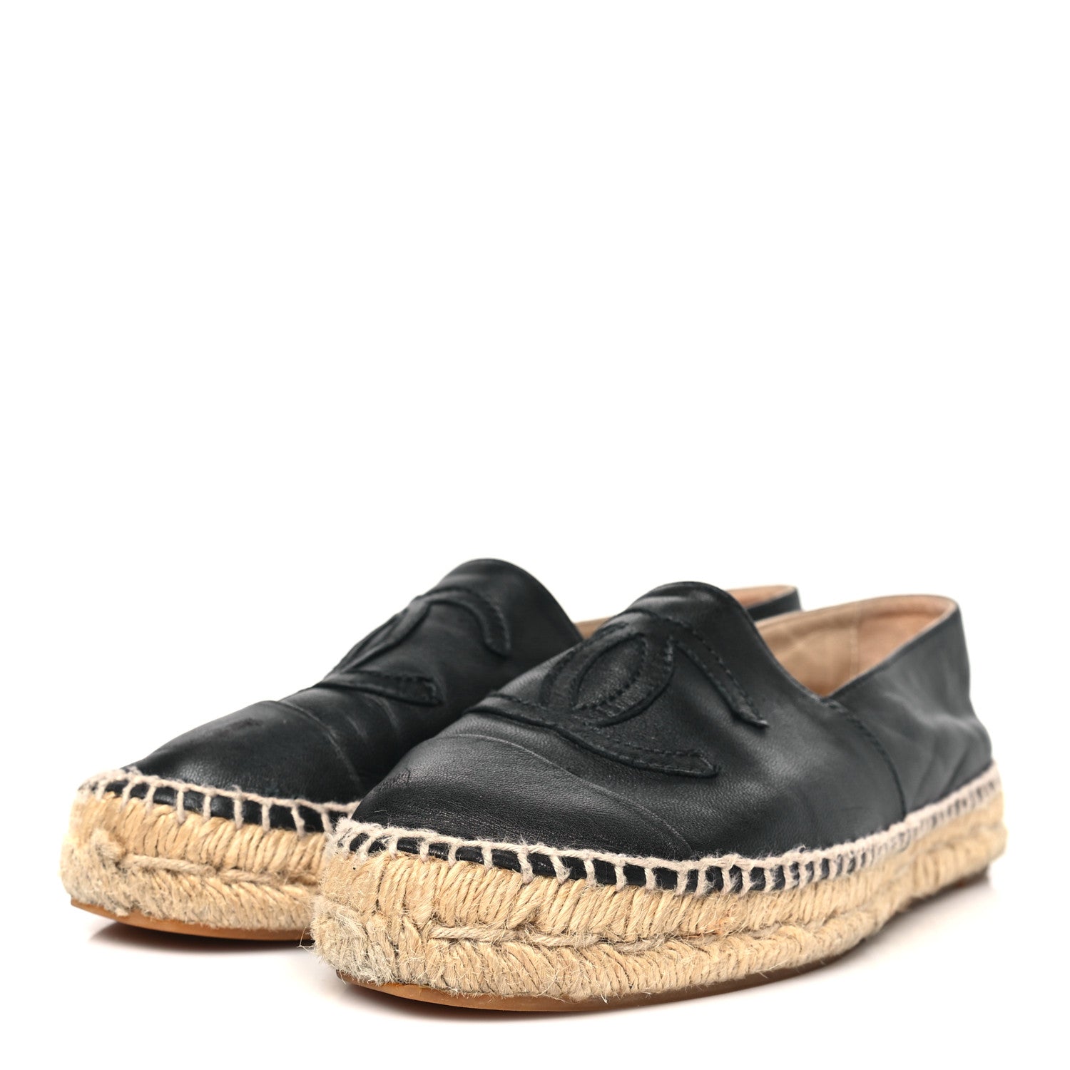Chanel Lambskin CC Espadrilles 38 Black 3 of 10
