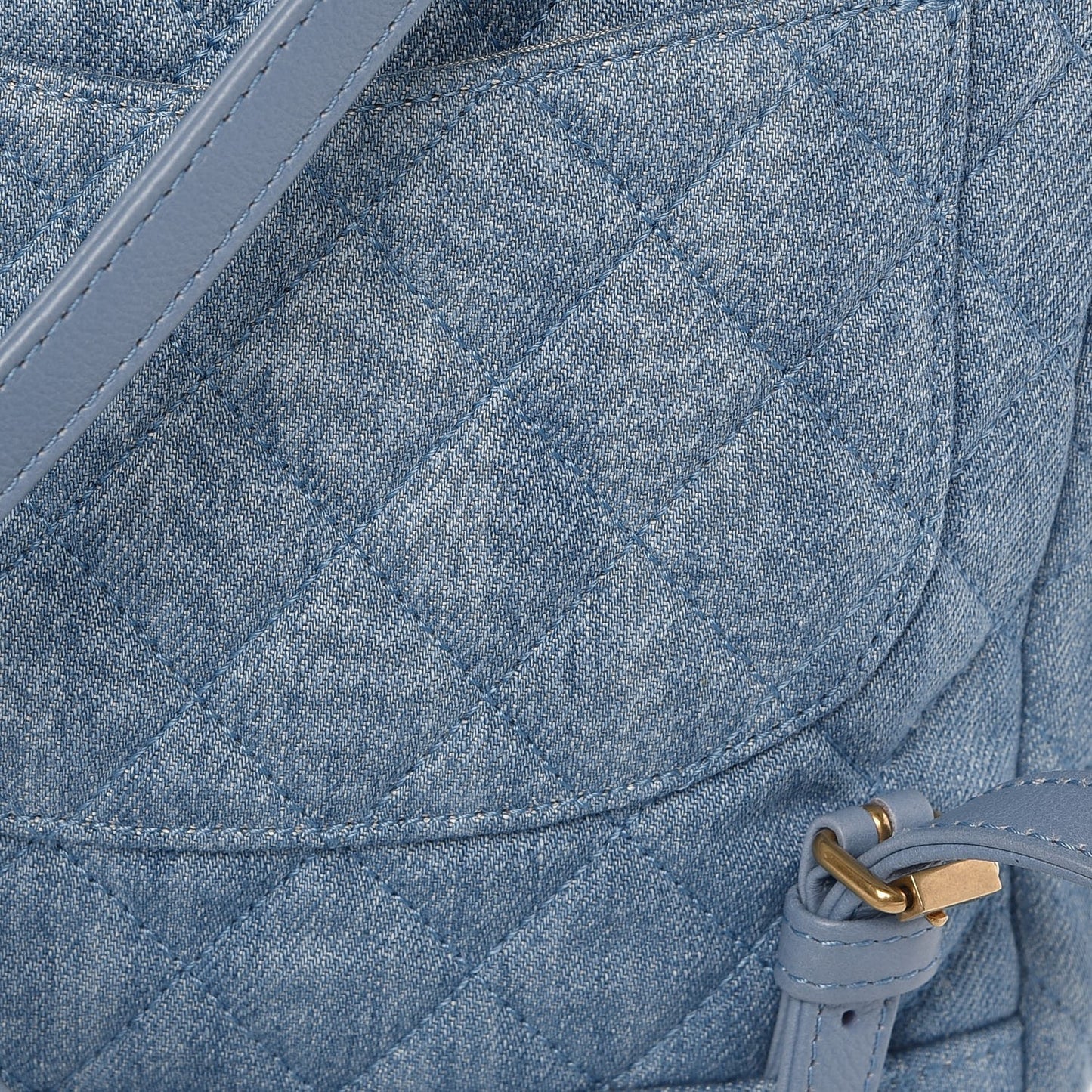 Washed Denim Quilted Small Urban Spirit Backpack Light Blue