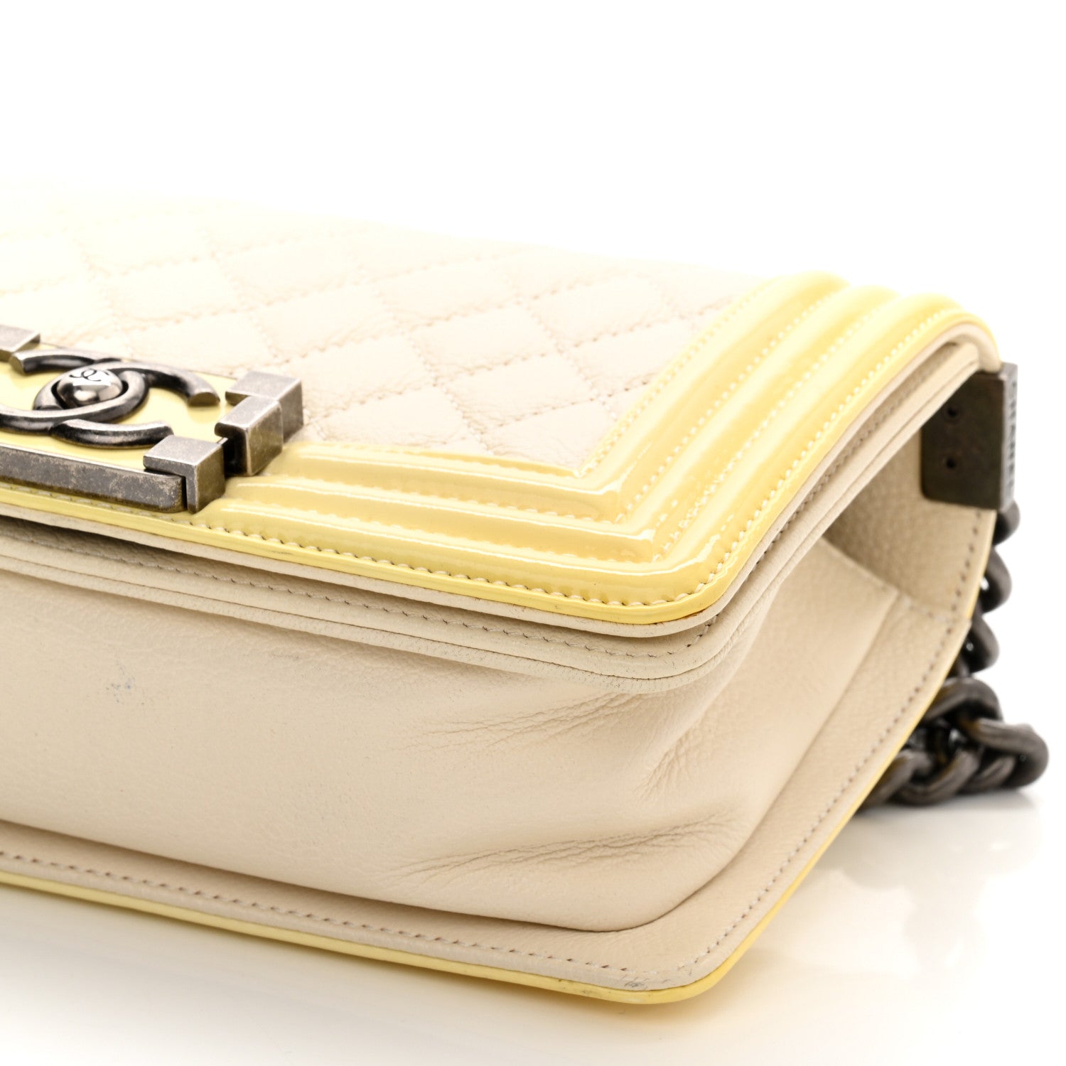 Chanel Goatskin Quilted Patent Small Duo Boy Flap White 10 of 12