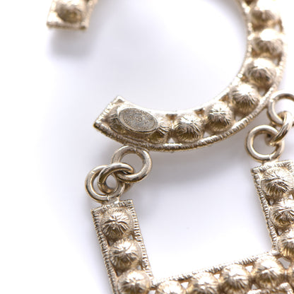 Chanel Crystal Cha-Nel Logo Drop Earrings Gold 4 of 5