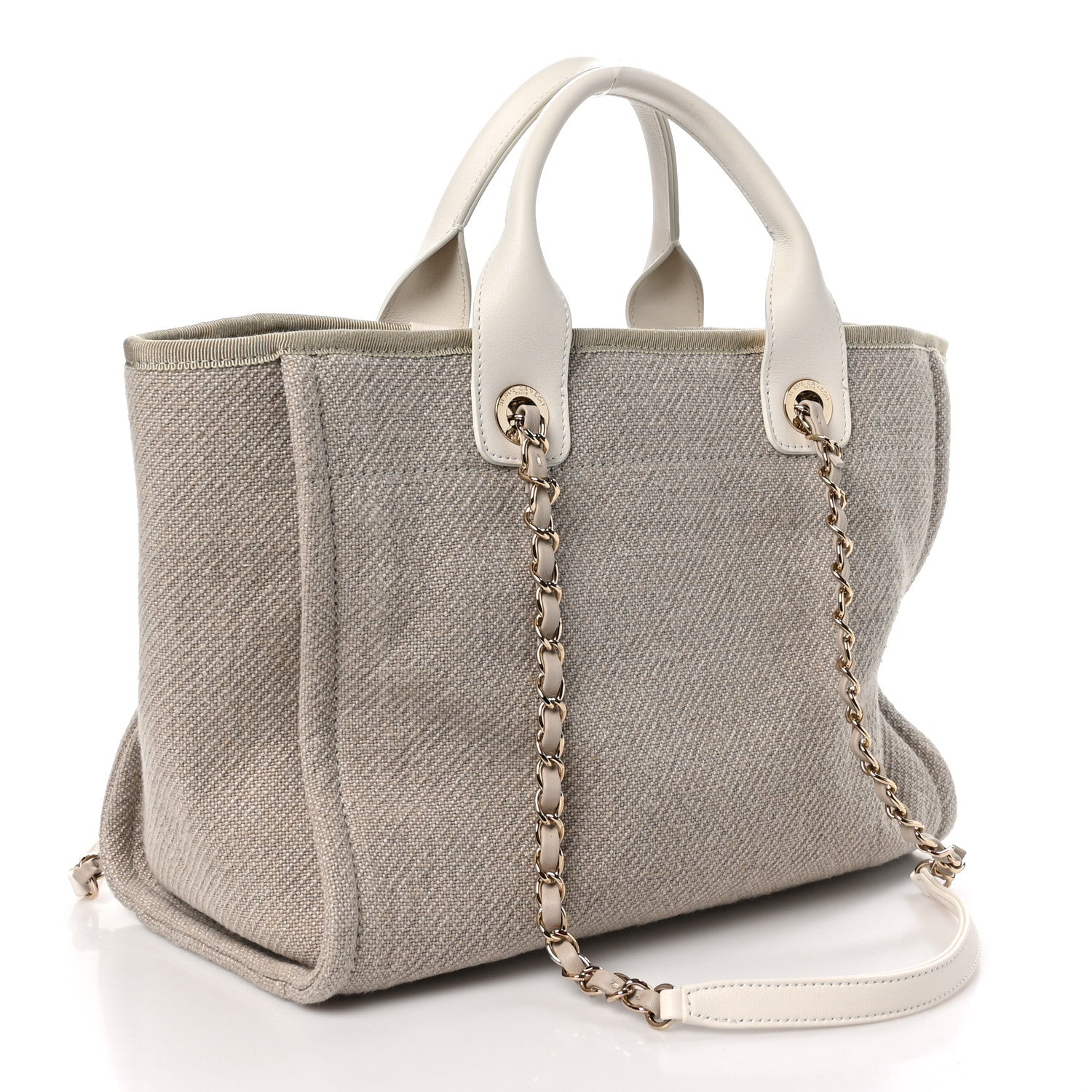 Chanel Mixed Fibers Calfskin Small Deauville Tote Light Grey 4 of 11
