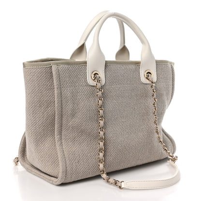 Chanel Mixed Fibers Calfskin Small Deauville Tote Light Grey 4 of 11