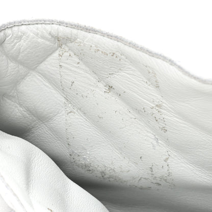 Chanel Shiny Goatskin Calfskin Quilted Lace Up Combat Boots 39 Ivory Black 9 of 9