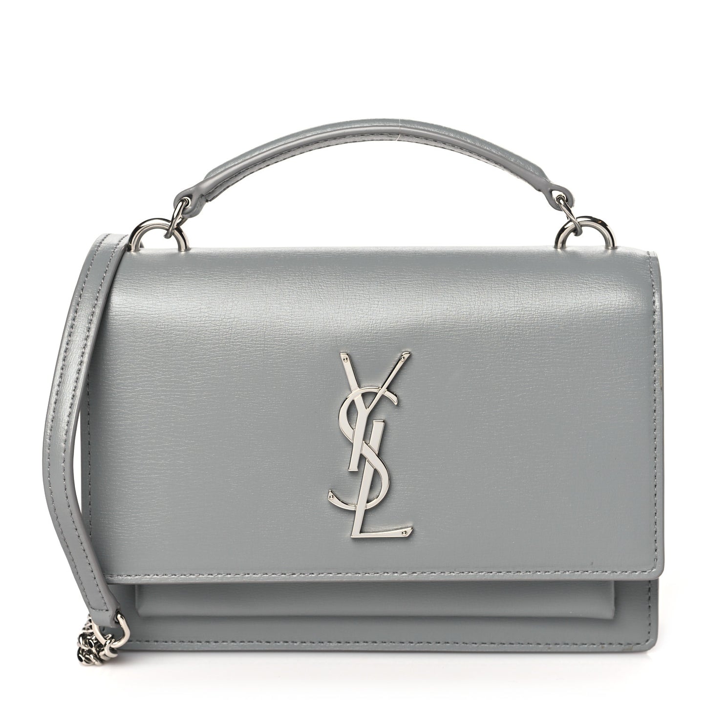 Calfskin Monogram Sunset Top Handle Chain Wallet New Stone Grey