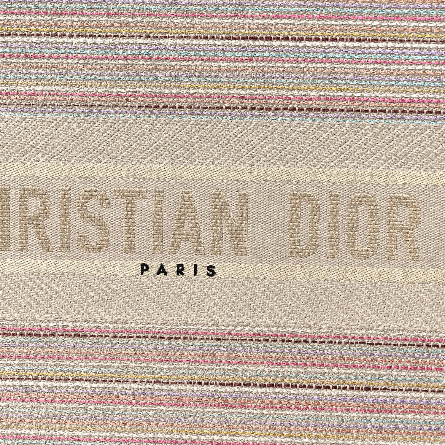 Christian Dior Canvas Embroidered Medium Stripes Book Tote Beige Multicolor 10 of 10