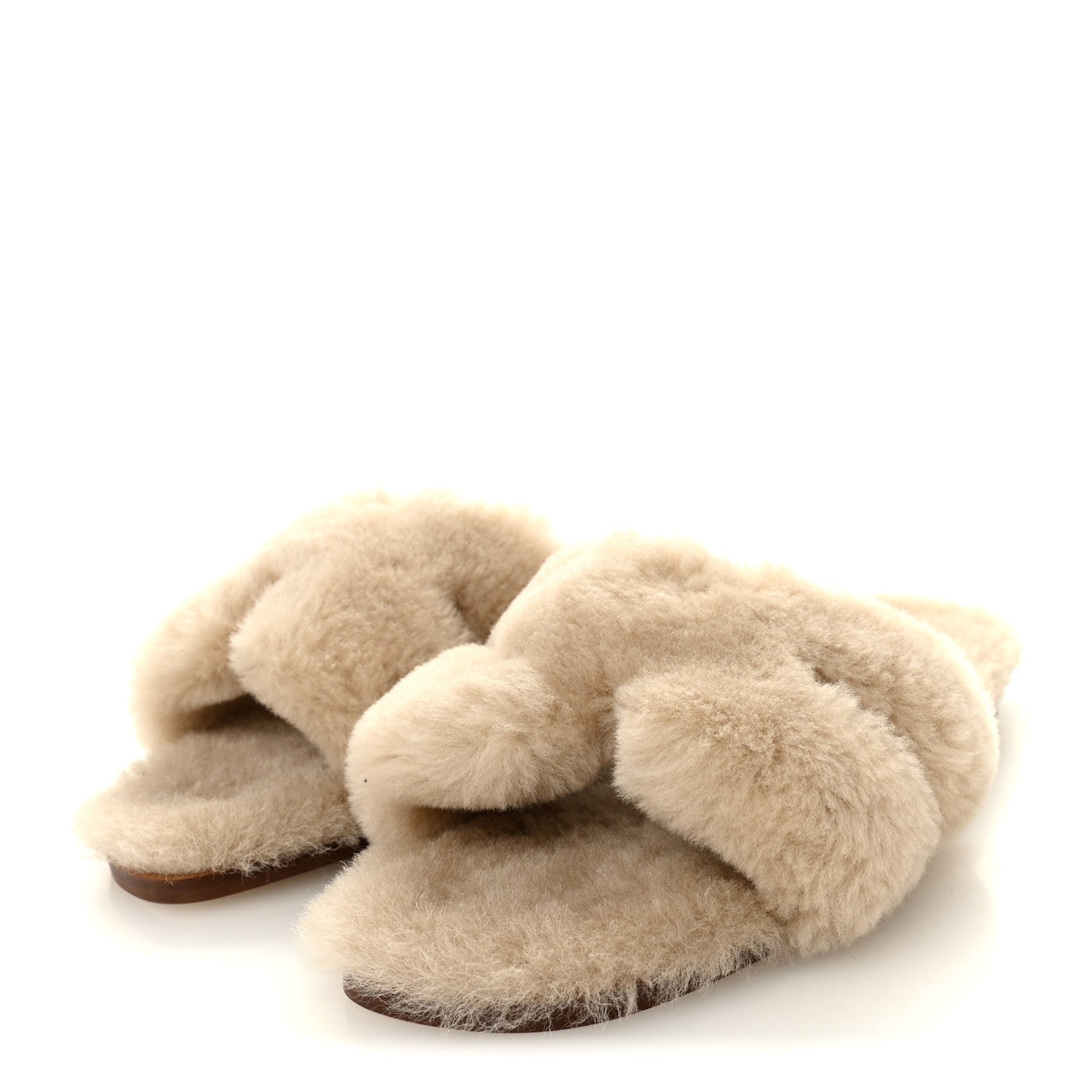 Hermes Woolskin Oran Sandals 40 Beige Argile 4 of 8