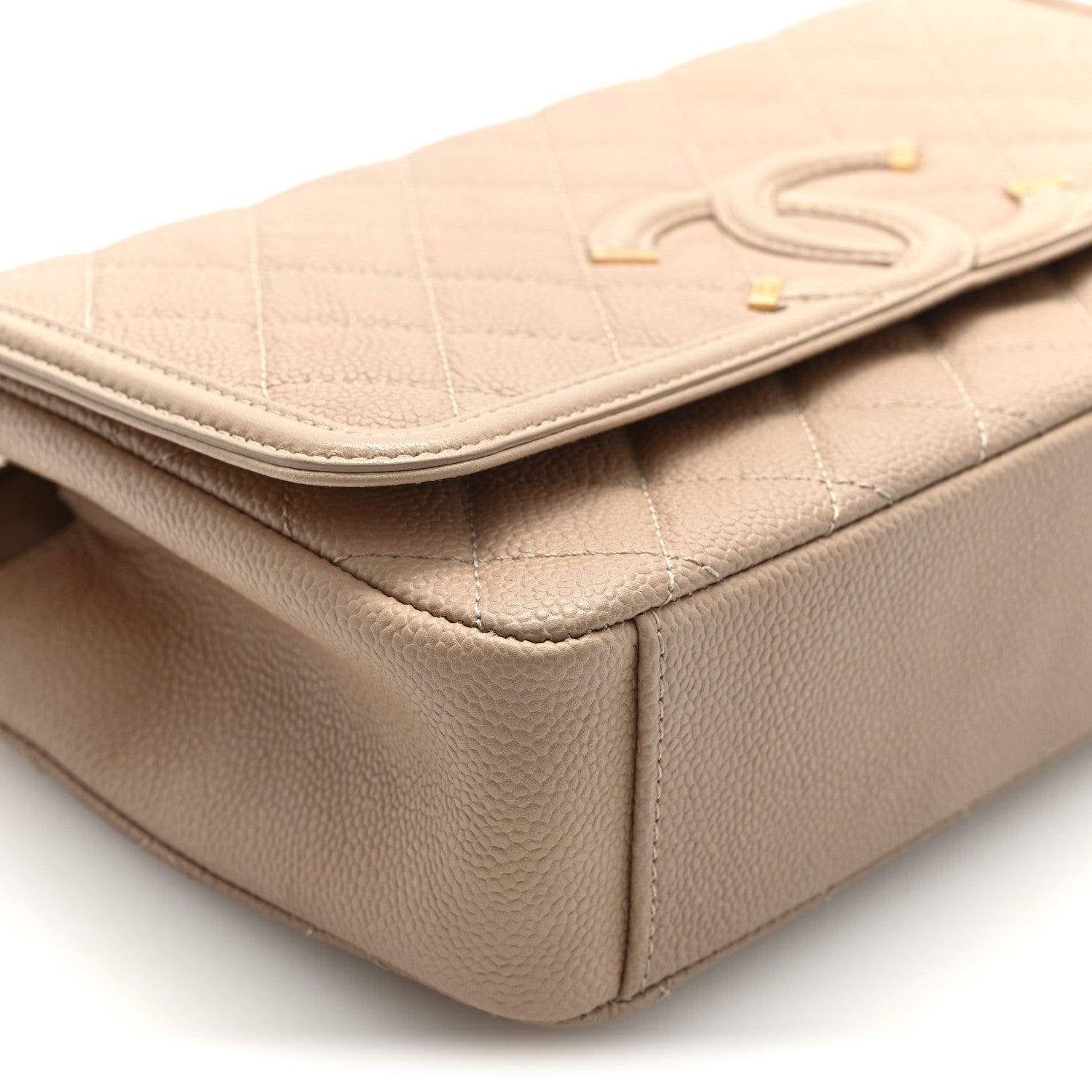 Chanel Caviar Quilted Medium CC Filigree Flap Beige 9 of 10