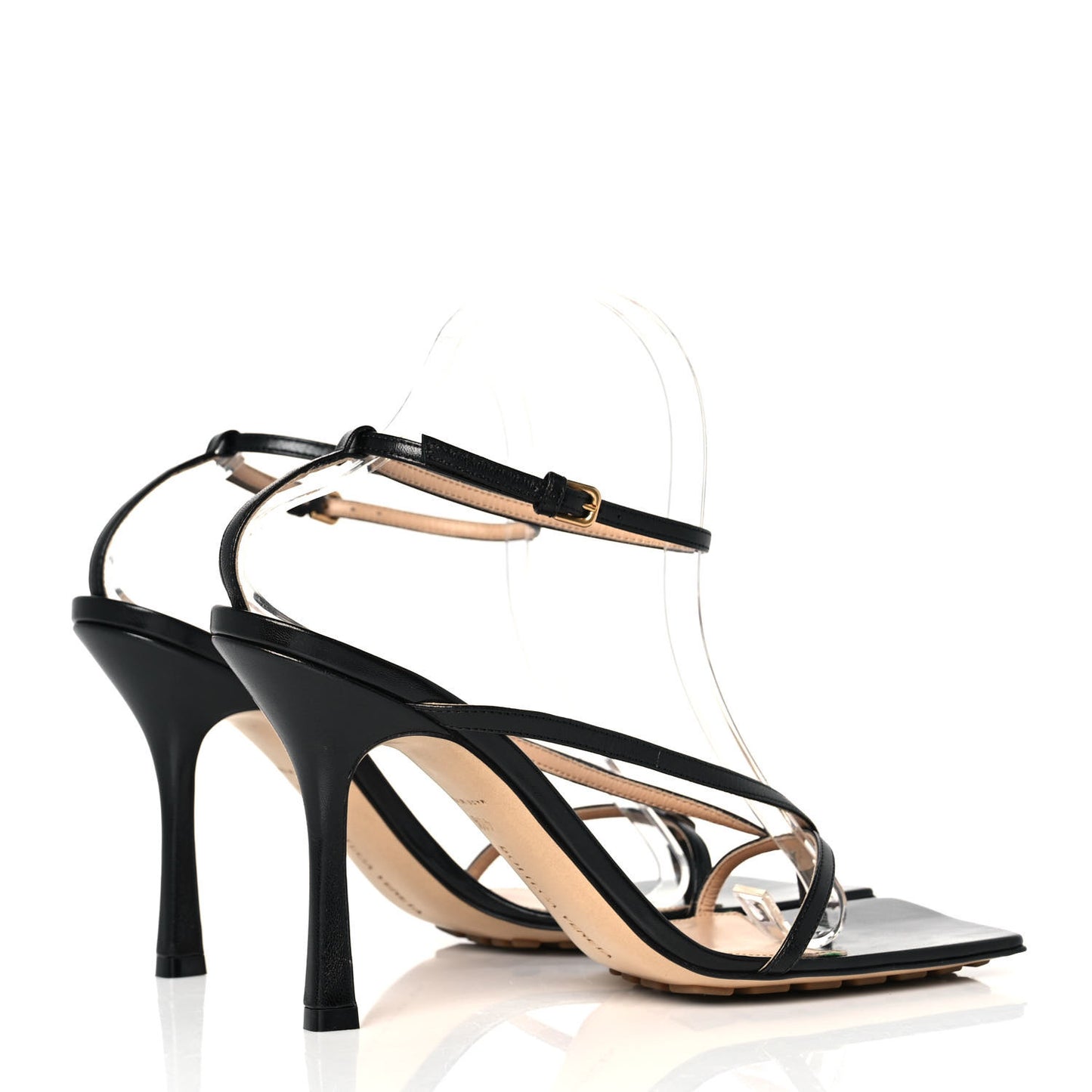 Lambskin Stretch Multi Strap 90mm Sandals 41.5 Black