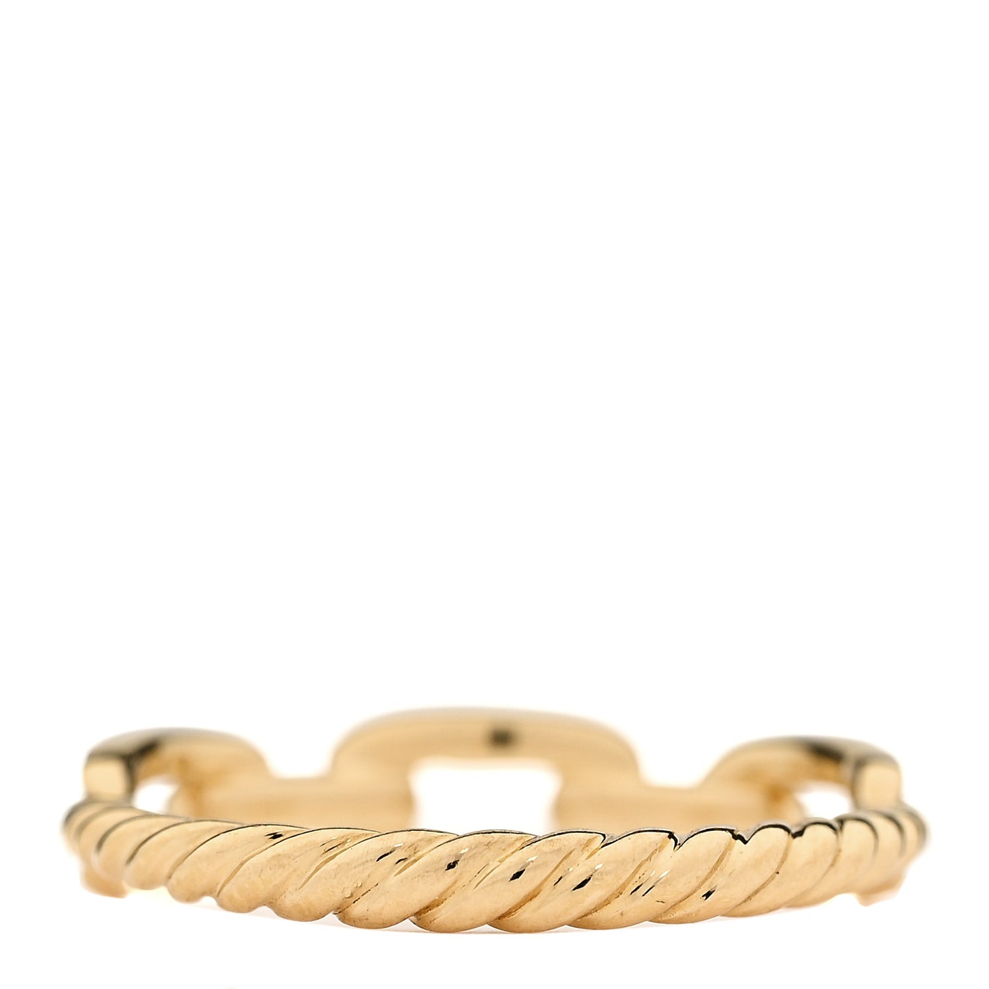 18K Yellow Gold Diamond 4.5mm Stax Single Row Chain Link Ring 53 6.5