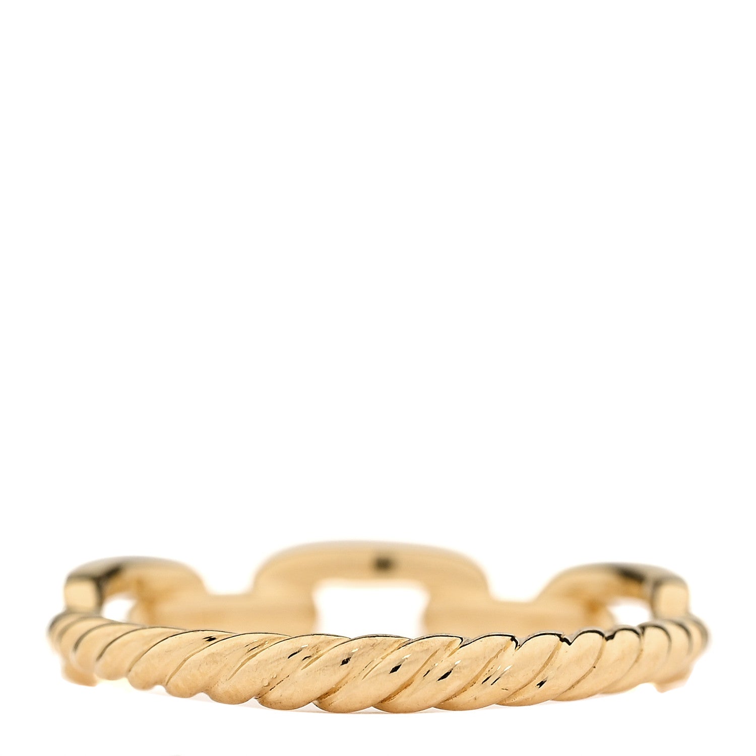 David Yurman 18K Yellow Gold Diamond 4.5mm Stax Single Row Chain Link Ring 53 6.5 3 of 4