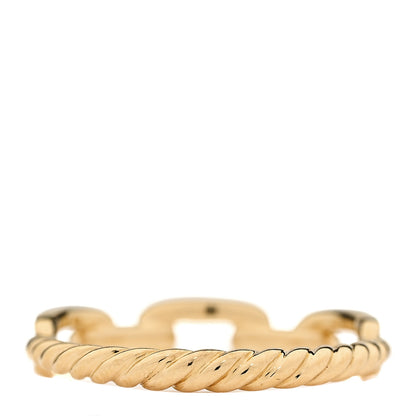David Yurman 18K Yellow Gold Diamond 4.5mm Stax Single Row Chain Link Ring 53 6.5 3 of 4